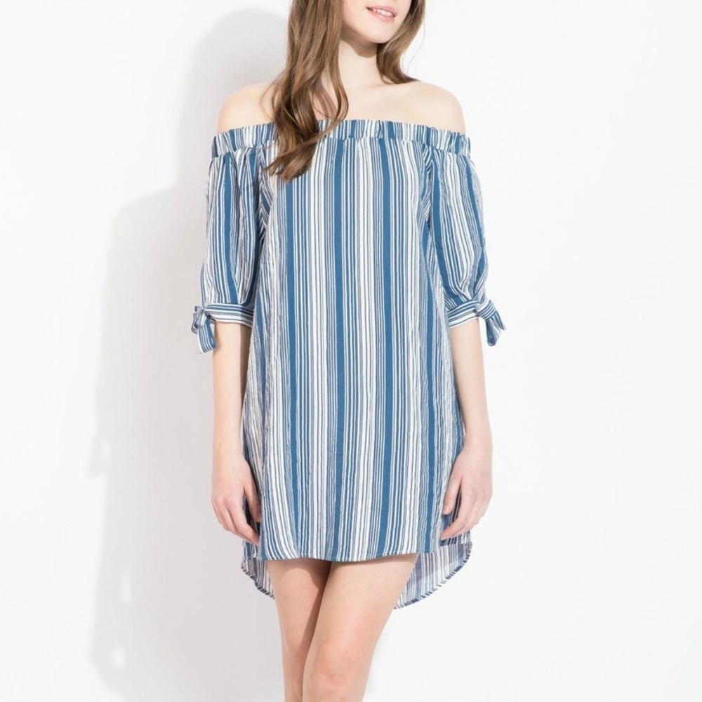 THML Striped Off Shoulder Dress